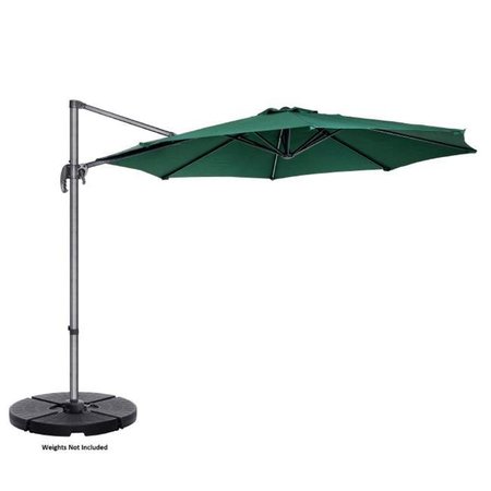 VILLACERA Villacera 83-OUT5402 10 ft. Offset Outdoor Patio Umbrella with 360 deg Rotation Pole & Vertical Tilt; Green 83-OUT5402